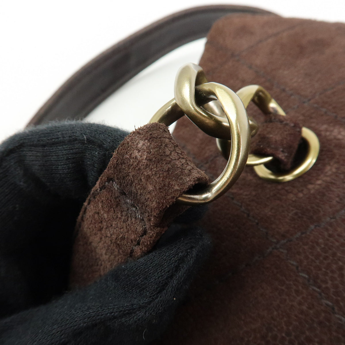 CHANEL COCO Mark Suede Tote Bag Shoulder Bag Brown