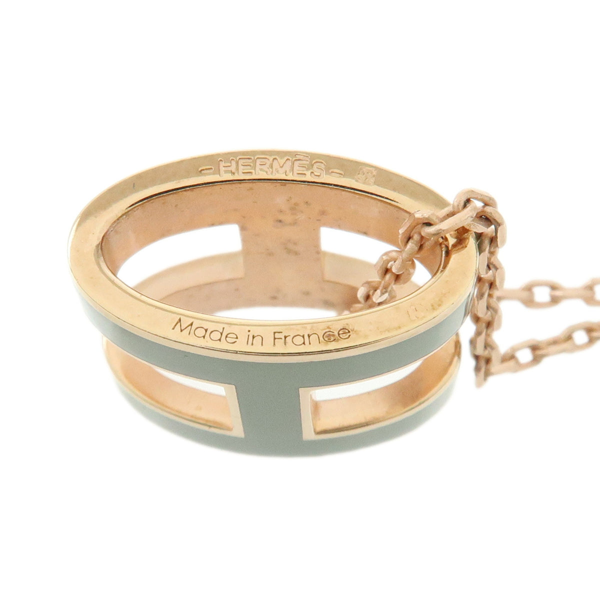 HERMES Mini Pop H Lacquer Metal Necklace Rose Pink Light Blue