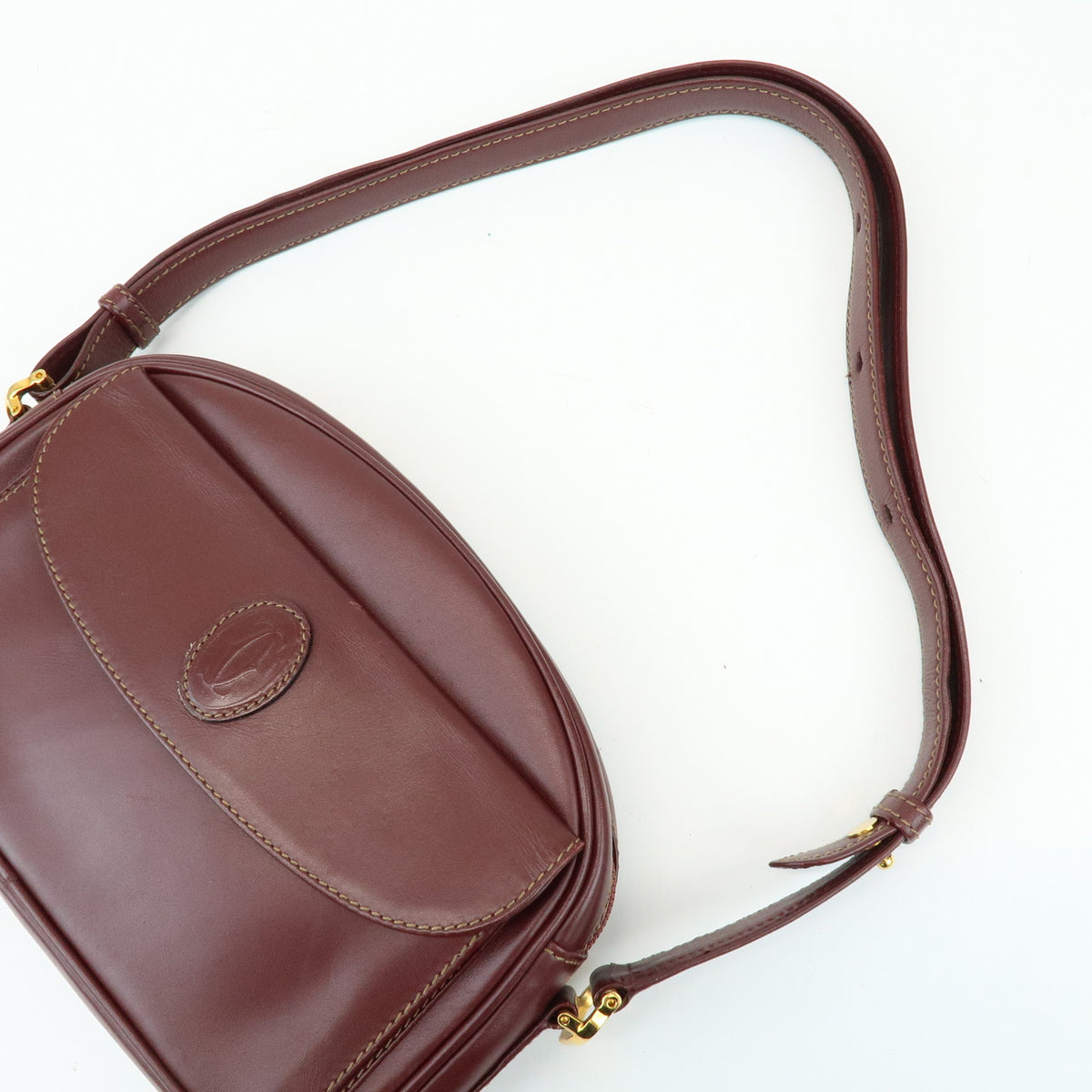 Cartier Must de Cartier Leather Shoulder Bag Bordeaux Wine Red