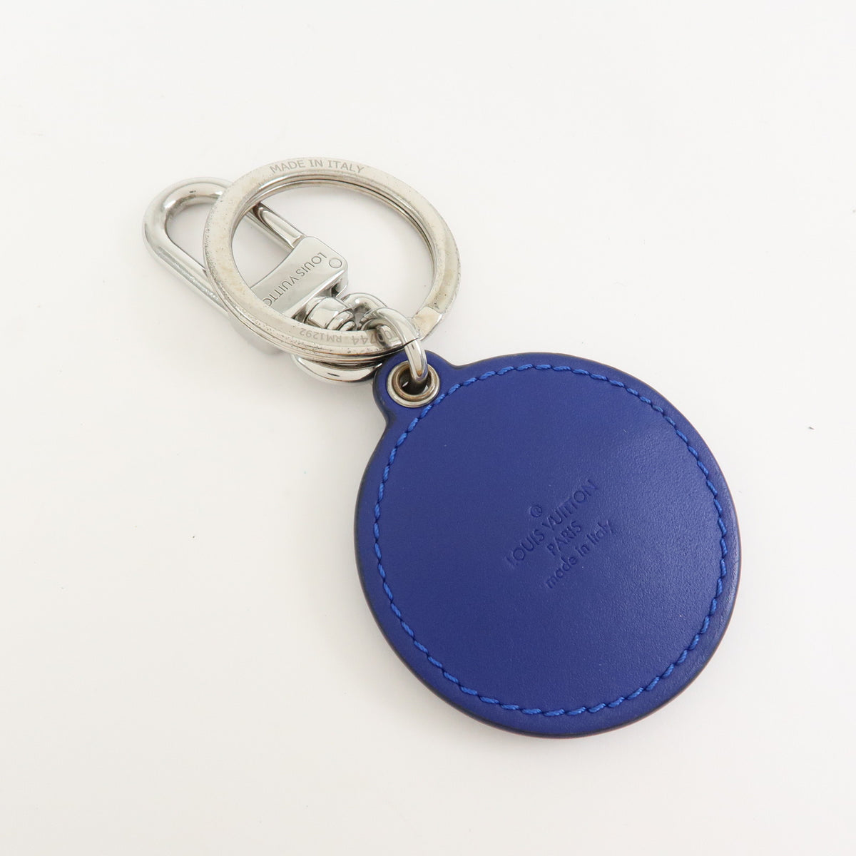 Louis Vuitton Porte Cles Padded Circle Leather Key Chain Blue M00744