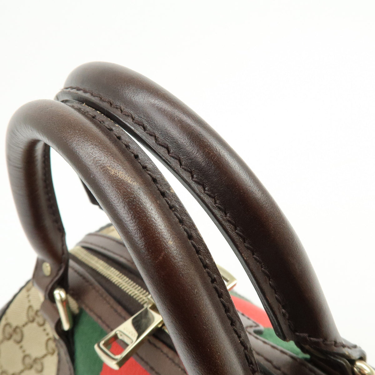GUCCI Sherry GG Canvas Leather 2Way Bag Boston Bag Hand Bag 269876