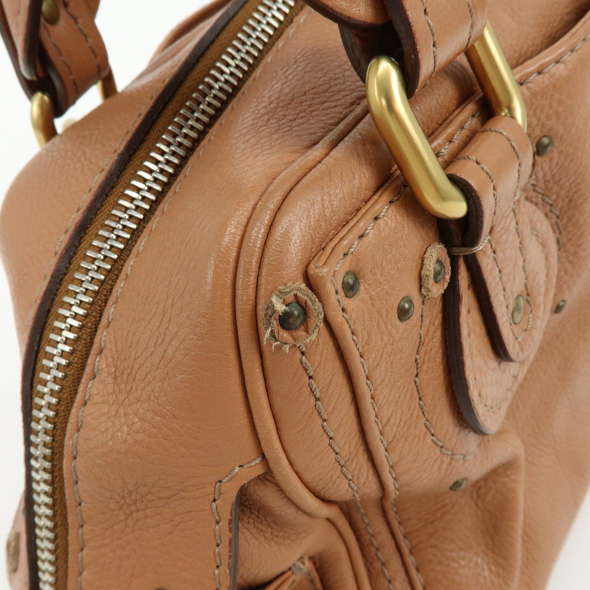Chloe Paddington Leather Hand Bag Shoulder Bag Brown