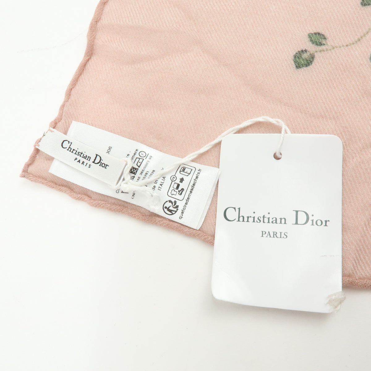 Christian Dior Cashmere 100% Scarf Bird Floral Pink Green Blue Red