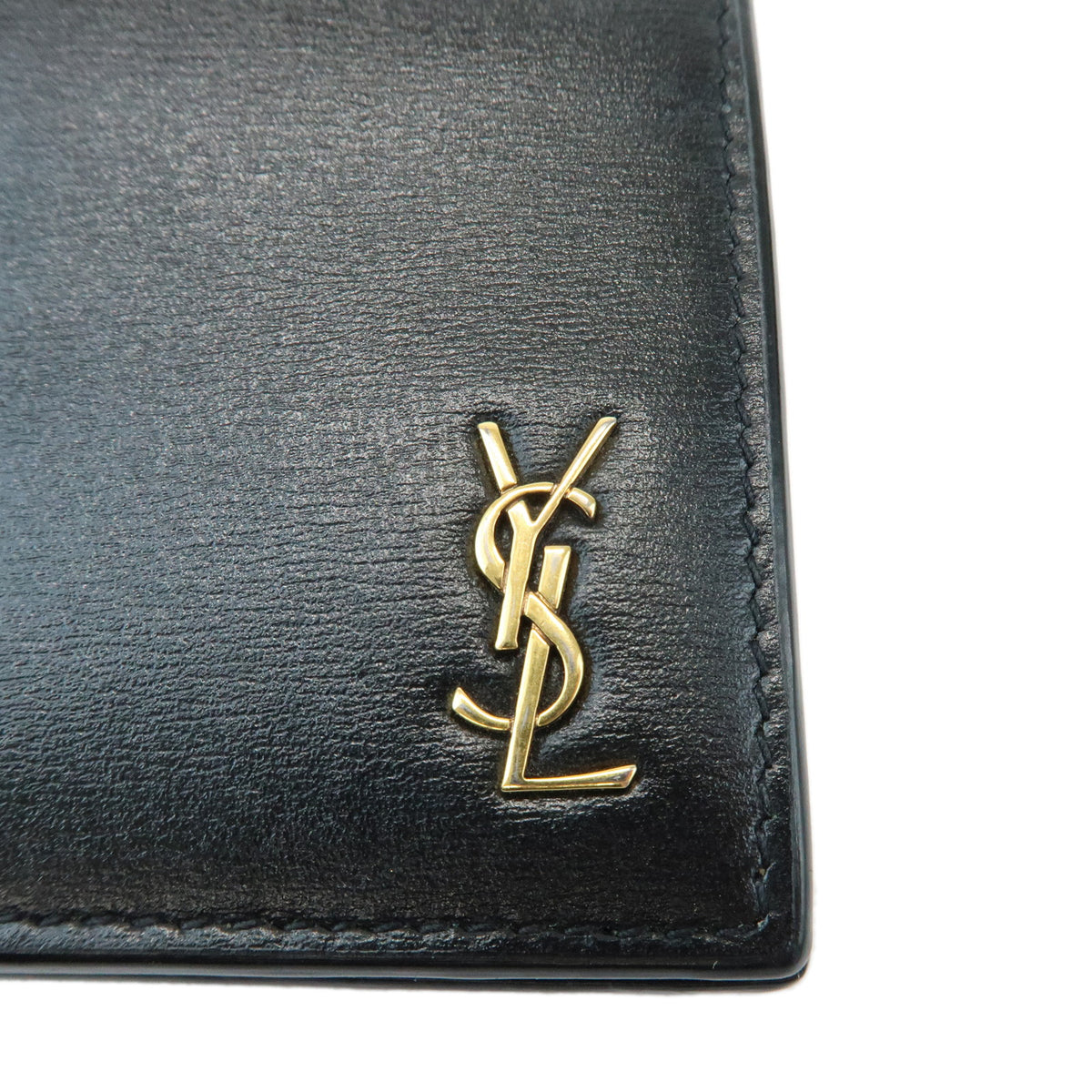 SAINT LAURENT PARIS Cassandra Leather Card Case Card Holder Black