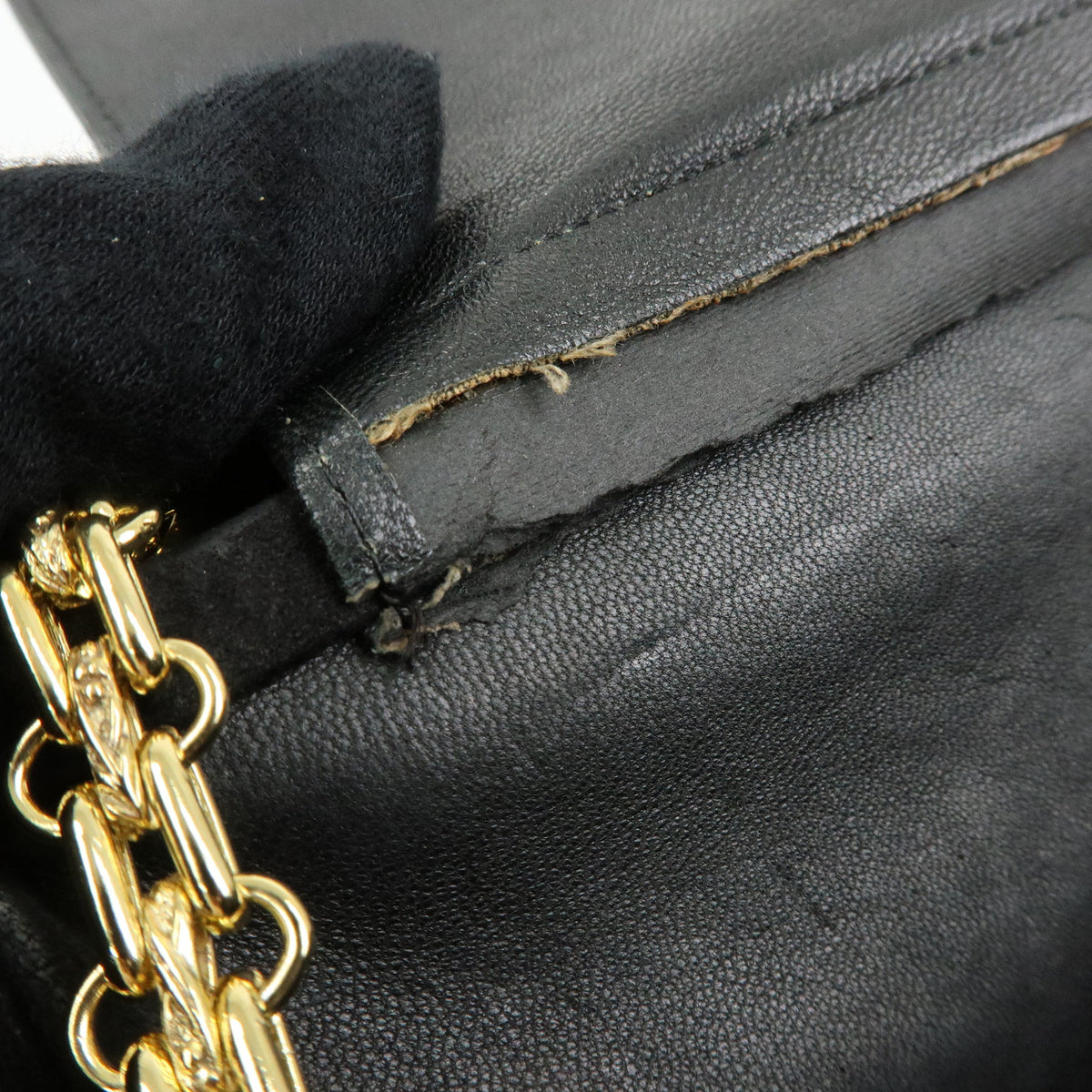 CHANEL Matelasse Suede Leather Chain Shoulder Bag Black