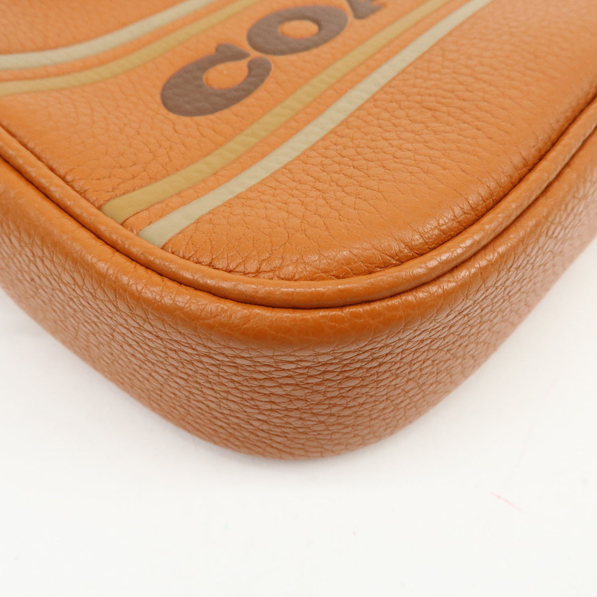 COACH Logo Leather Shoulder Bag Crossbody Bag Camel Brown