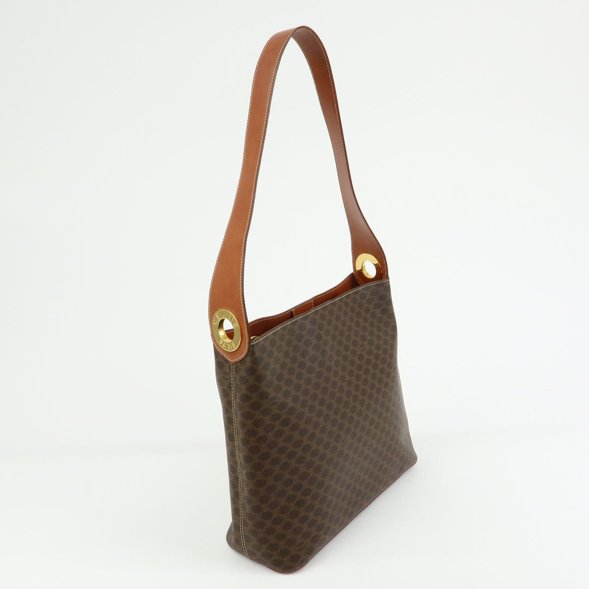 CELINE Macadam PVC Leather Shoulder Bag Hand Bag Brown