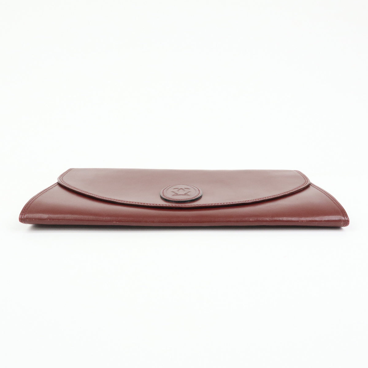 Cartier Must de Cartier Leather Clutch Bag Flat Pouch Bordeaux Wine Red