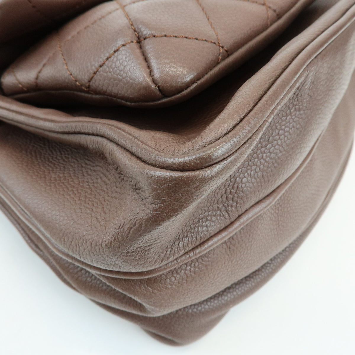 CHANEL 2.55 Mademoiselle Lock Lamb Skin Chain Shoulder Bag Brown