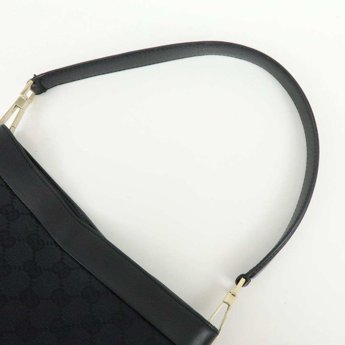 GUCCI GG Canvas Leather Shoulder Bag Hand Bag Black 33900