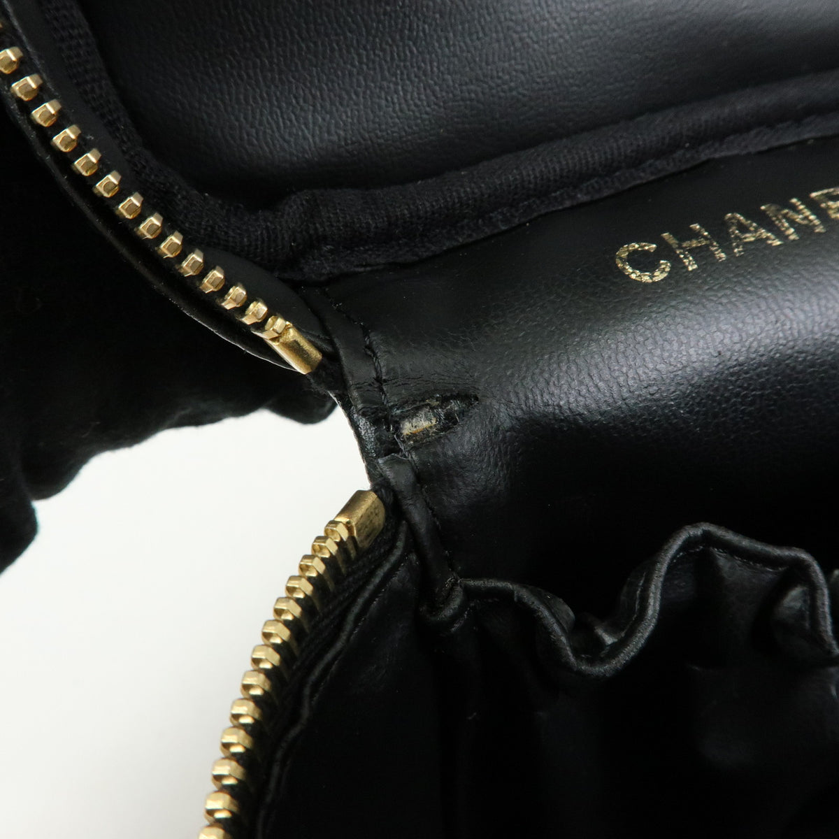 CHANEL COCO Mark Caviarskin Vanity Bag Hand Bag Black A01998