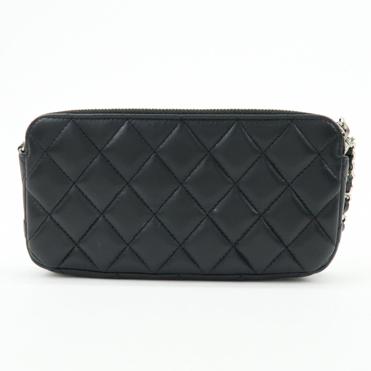 CHANEL COCO Mark Matelasse Lamb Skin Chain Shoulder Bag Black Silver