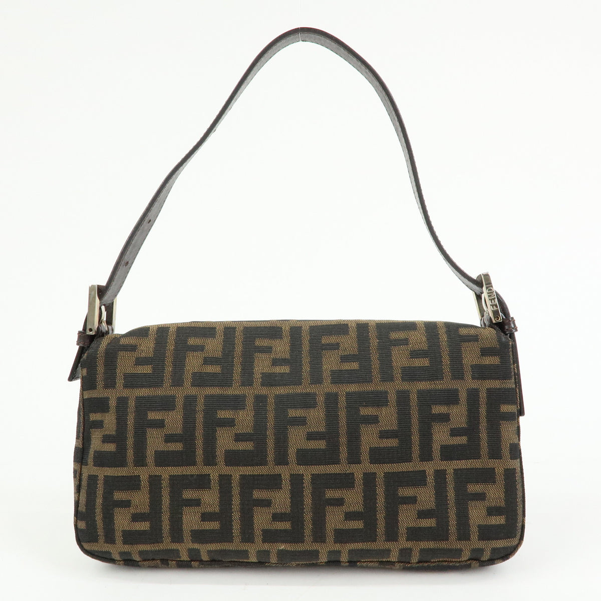 FENDI Zucca Mamma Baguette Jacquard Canvas Leather Shoulder Bag 26424