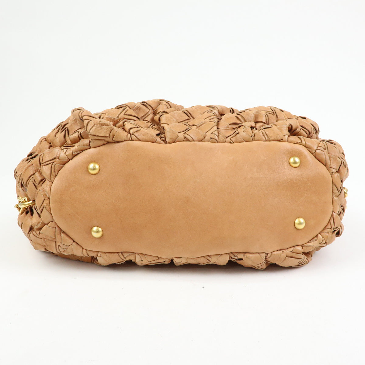 MIU MIU Leather Blaid Shoulder Bag Hand Bag Brown