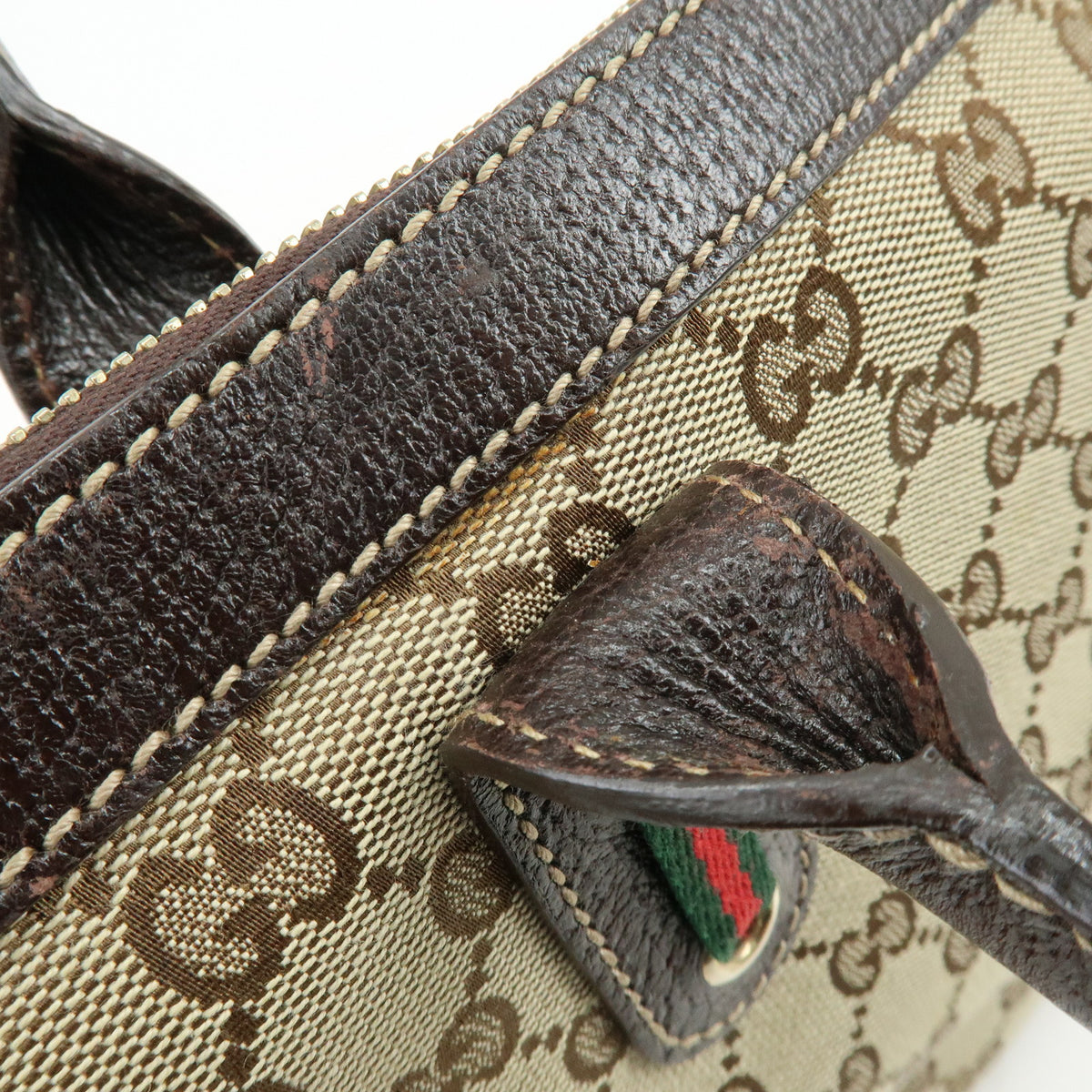GUCCI Sherry GG Canvas Leather Shoulder Bag Tote Bag Brown Beige 177052