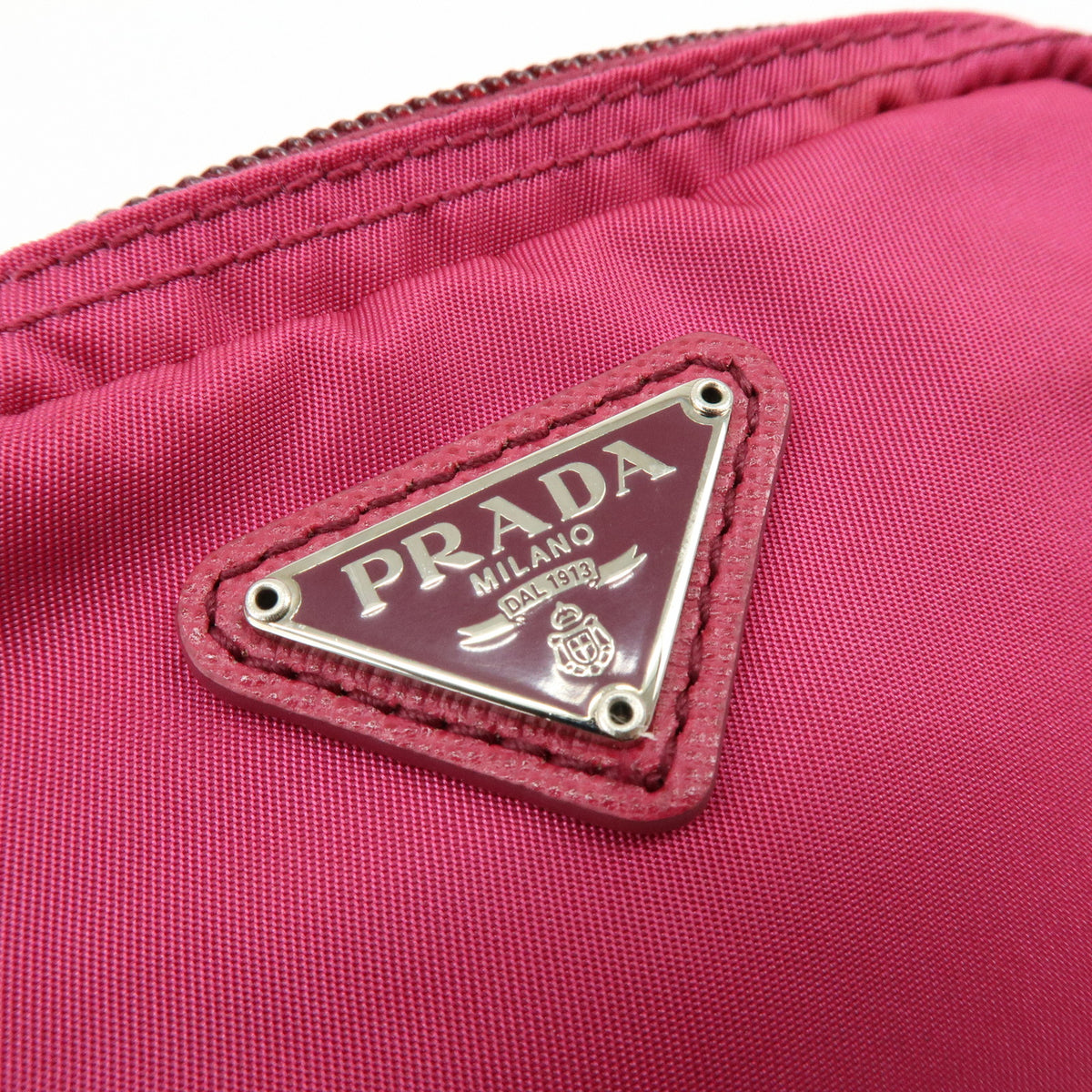 PRADA Triangle Logo Lot of 2 Nylon Pouch Cosmetic Case Purple Pink