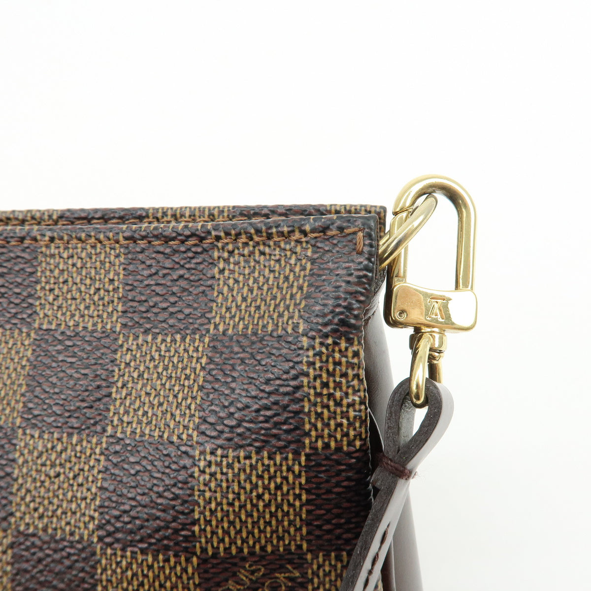 Louis Vuitton Damier Ebene Navona Leather Hand Bag Pouch Brown N51983