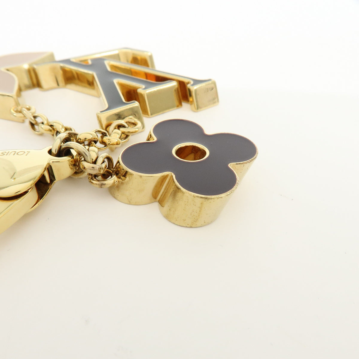Louis Vuitton Fleur de Monogram Key Chain Bag Charm Gold M67119