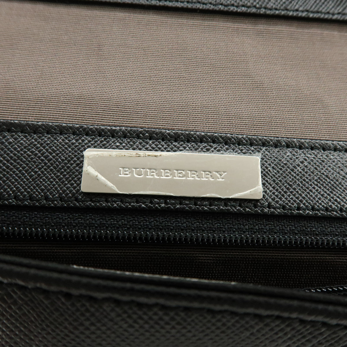 BURBERRY Logo Plate Leather Shoulder Bag Hand Bag Black