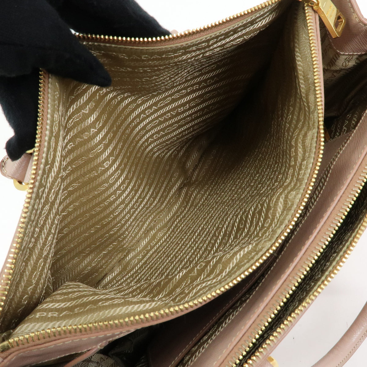 PRADA Triagnle Logo Galleria Saffiano Leather 2WAY Hand Bag Pink BN2274