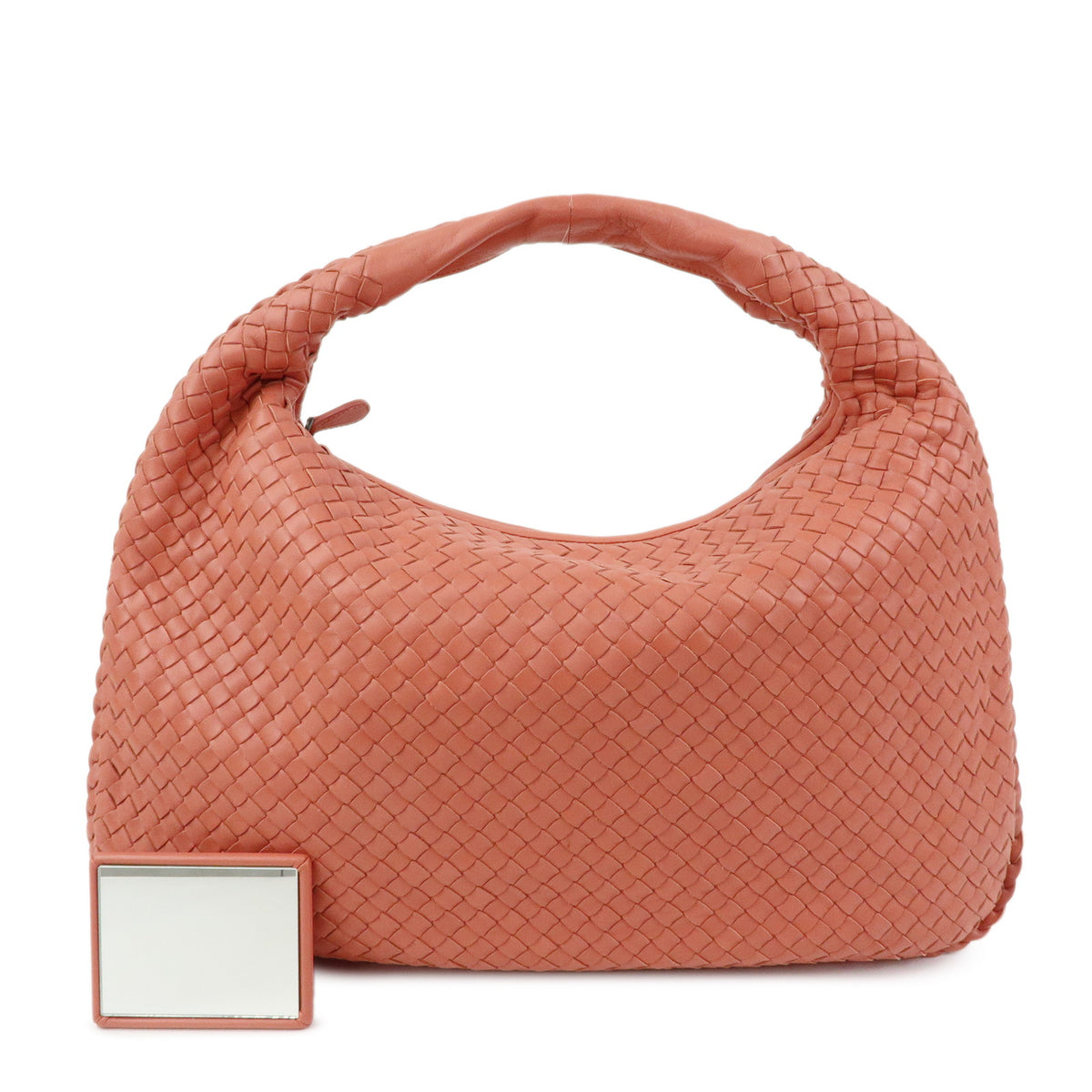BOTTEGA VENETA Hobo Intrecciato Leather Shoulder Bag Coral Pink 115654