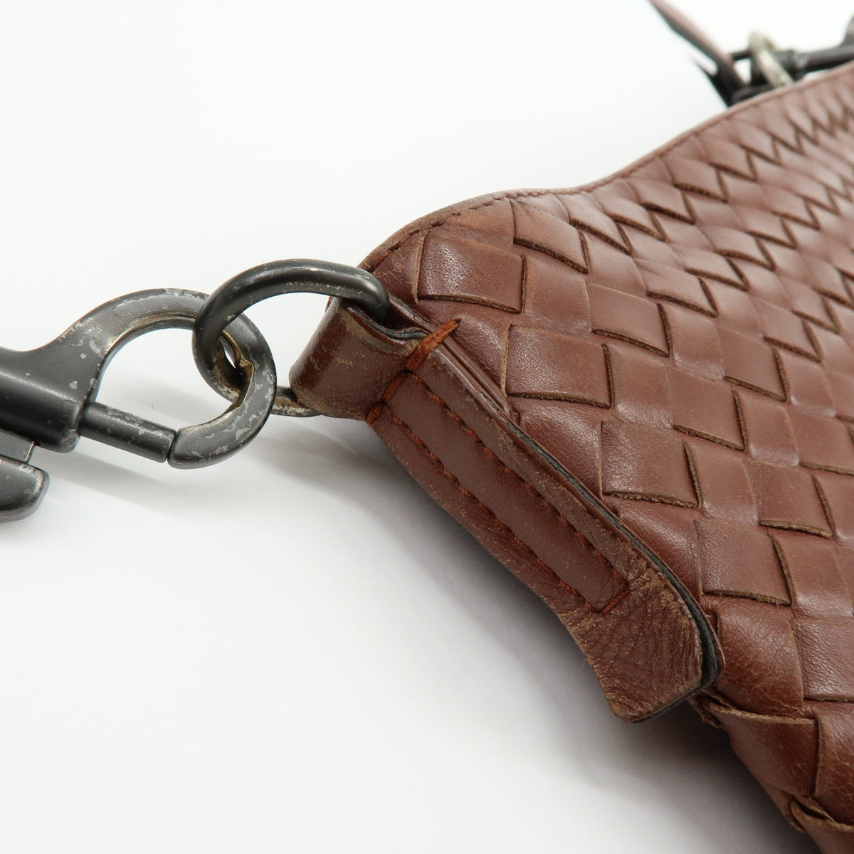 BOTTEGA VENETA Intrecciato Leather Shoulder Bag Crossbody Bag Brown