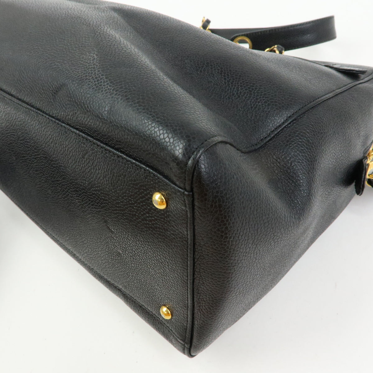 CHANEL COCO Mark Caviarskin Chain Shoulder Bag Tote Bag Black A10492