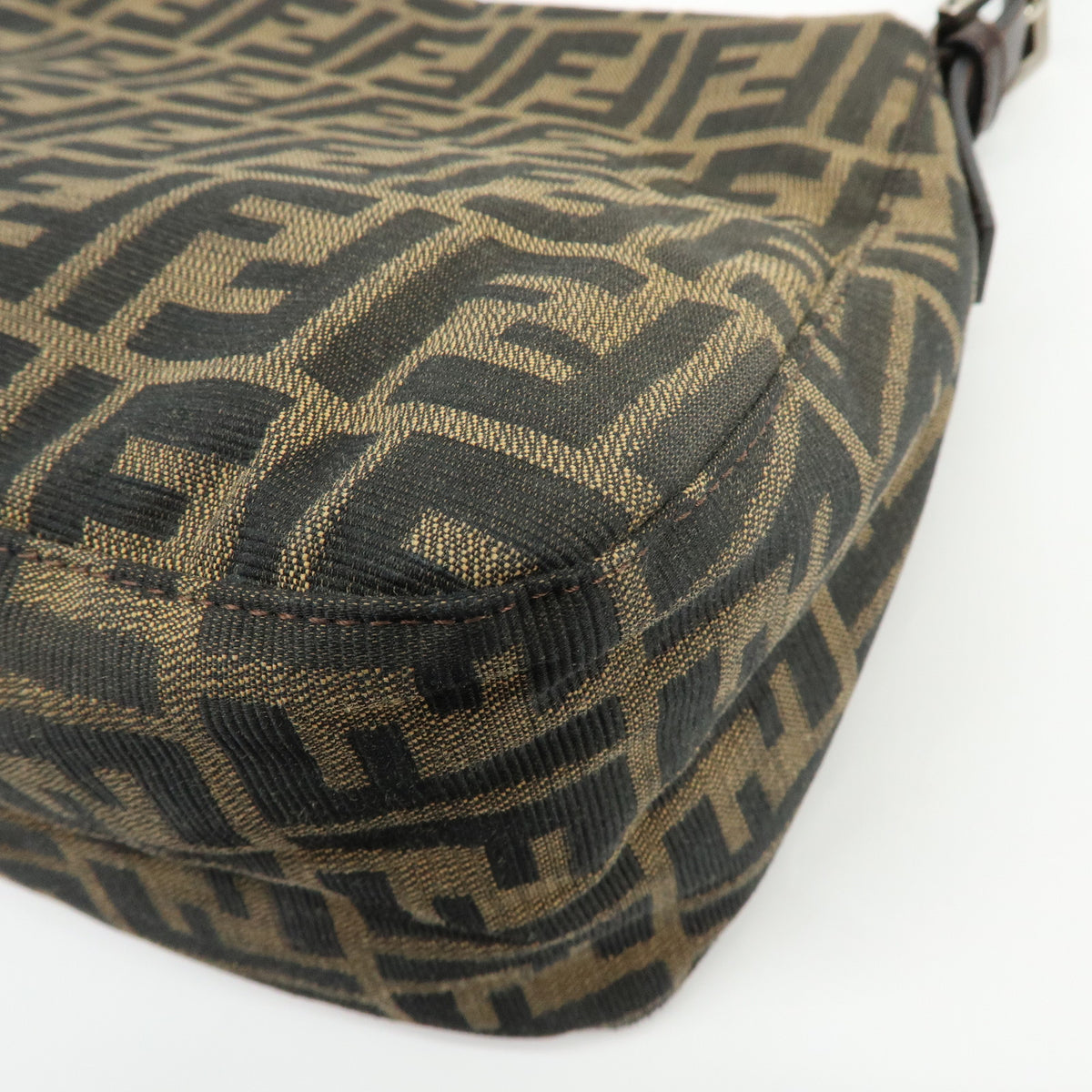 FENDI Mamma Baguette Zucca Jacquard Canvas Leather Shoulder Bag 26325