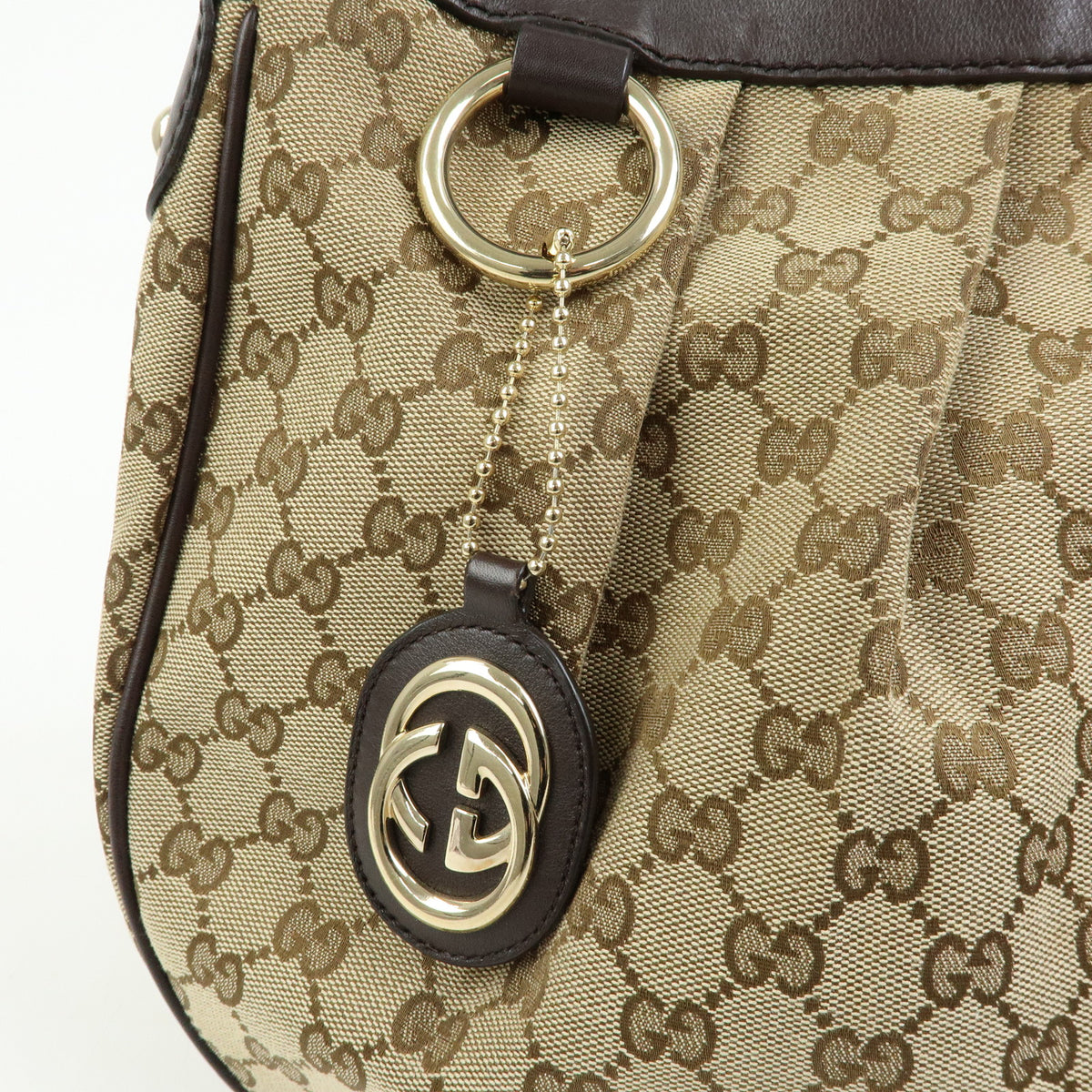 GUCCI Sukey Interlocking G GG Canvas Shoulder Bag Beige Brown 232955