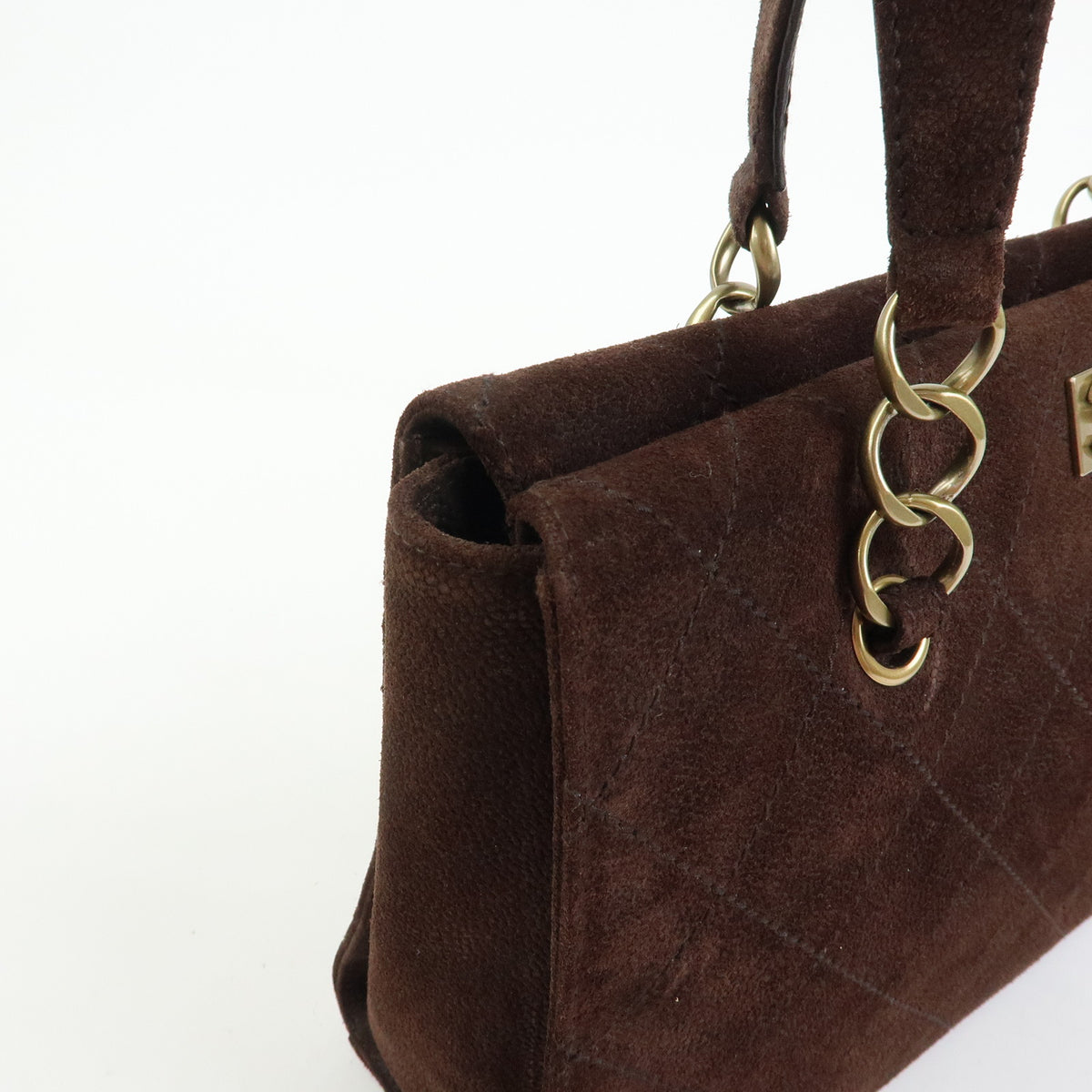 CHANEL COCO Mark Suede Tote Bag Shoulder Bag Brown