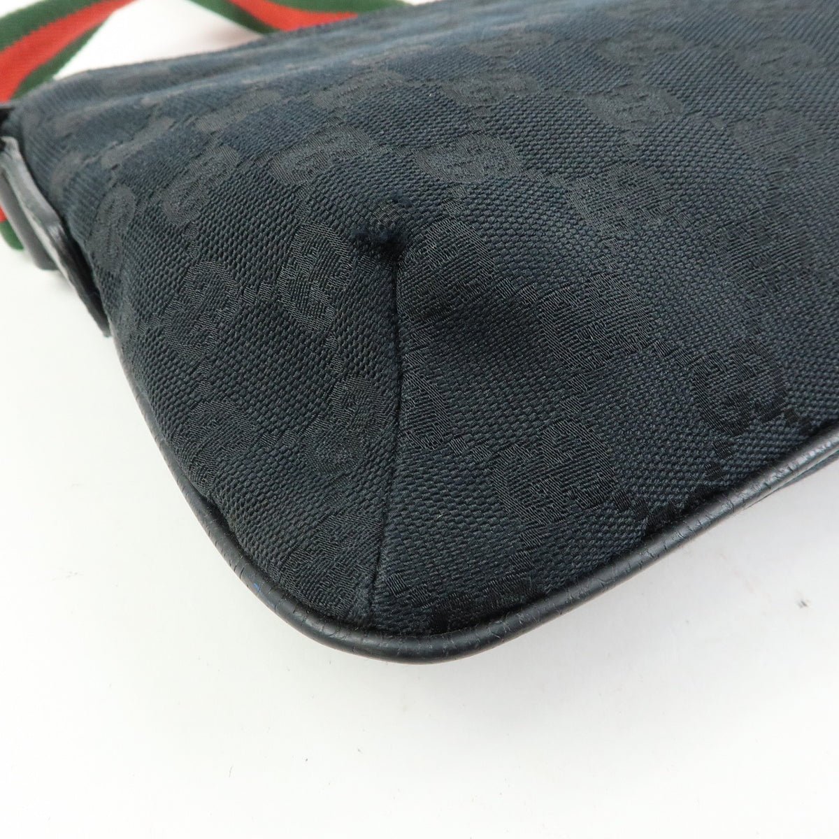 GUCCI Sherry GG Canvas Leather Shoulder Bag Crossbody Bag Black 189749