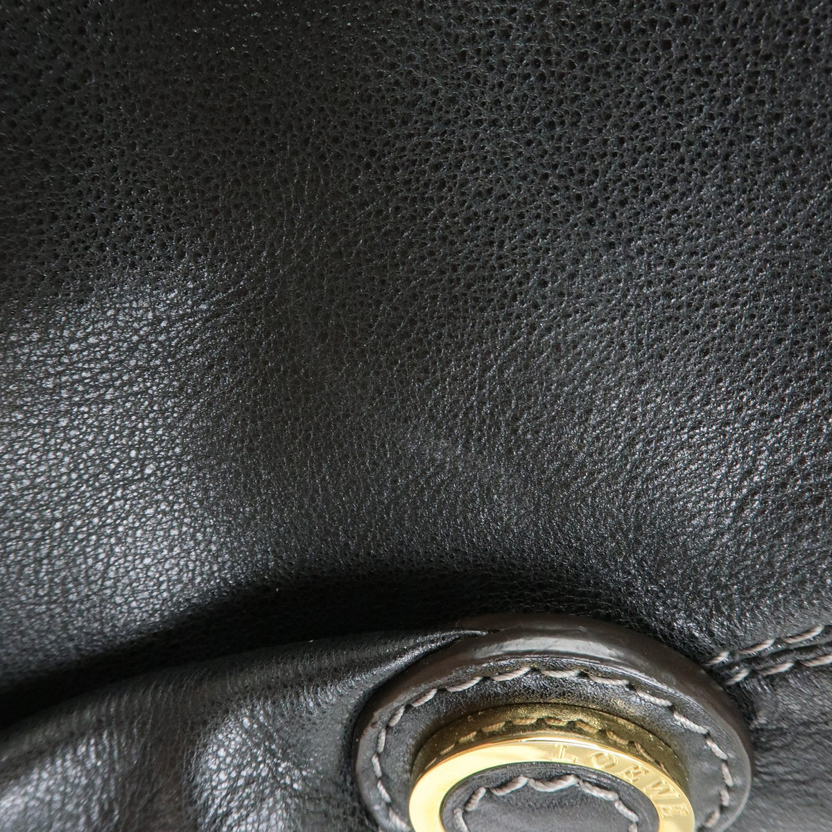 LOEWE Logo Leather Shoulder Bag Hand Bag Black