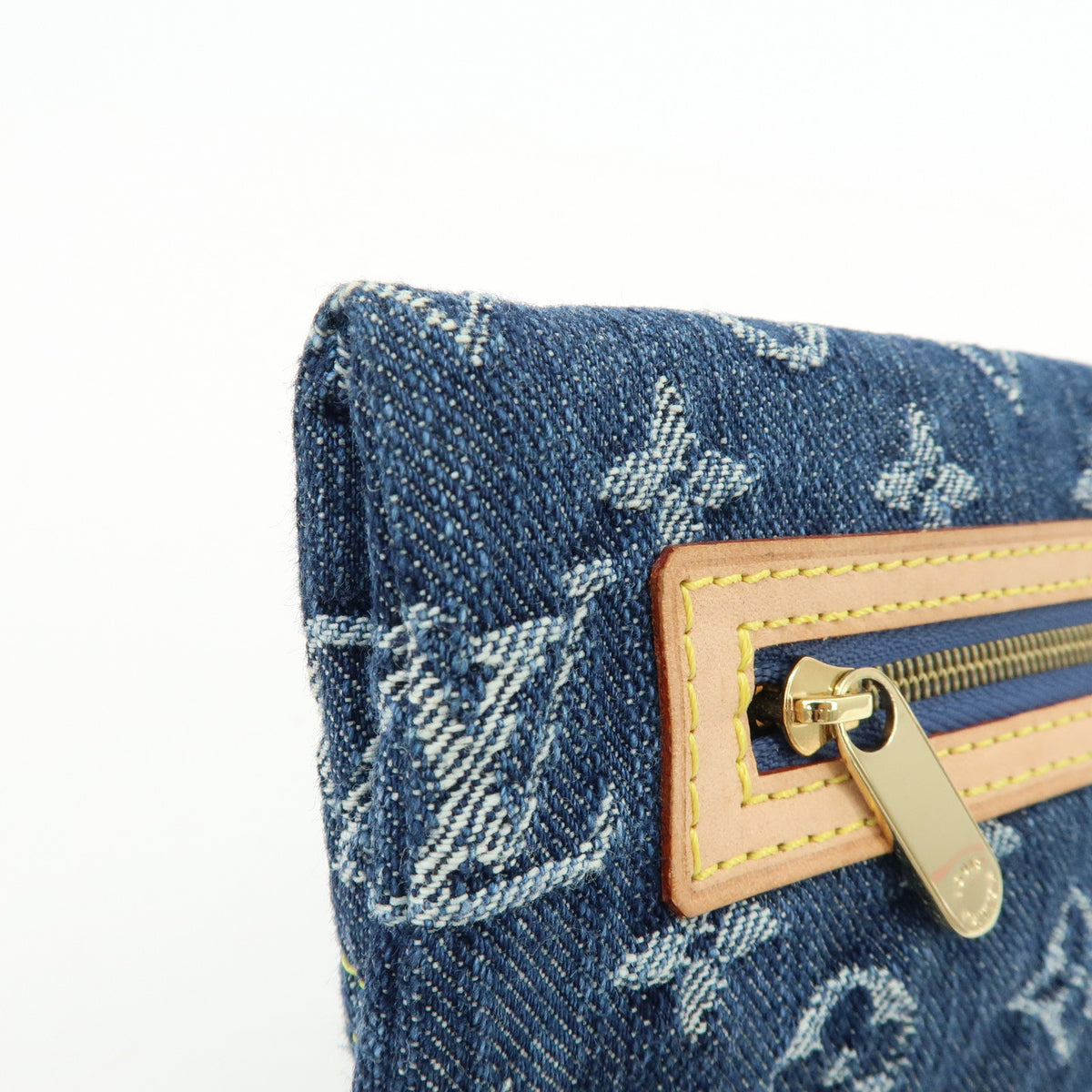 Louis Vuitton Monogram Denim Pochette Plat Pouch Clutch Bag M95007
