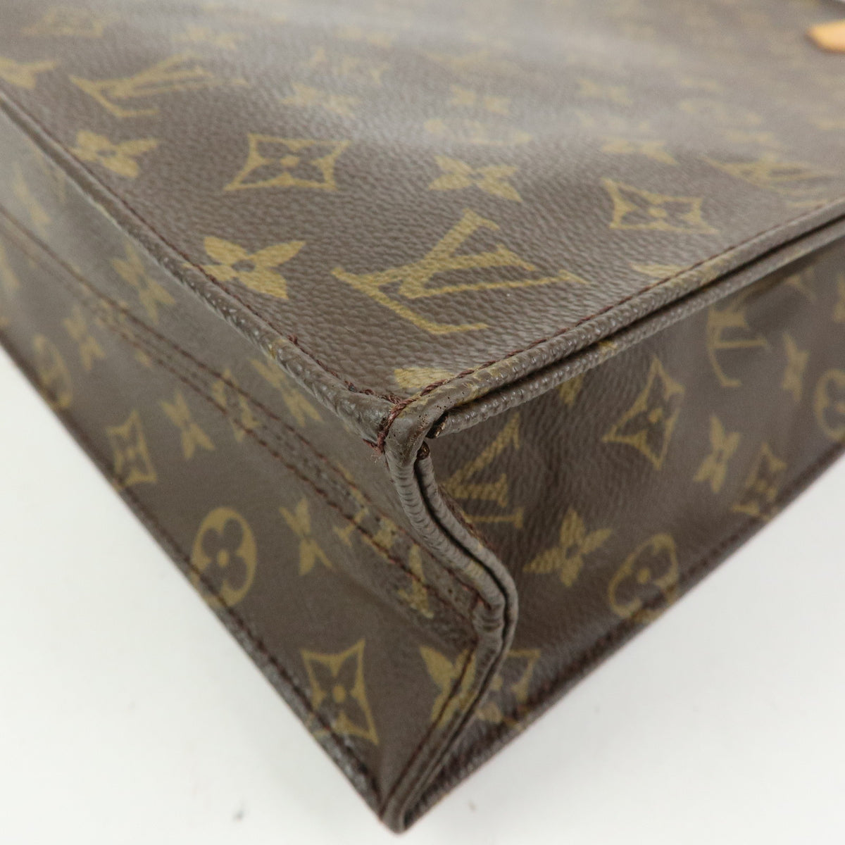 Louis Vuitton Monogram Sac Plat Tote Bag Hand Bag Brown M51140