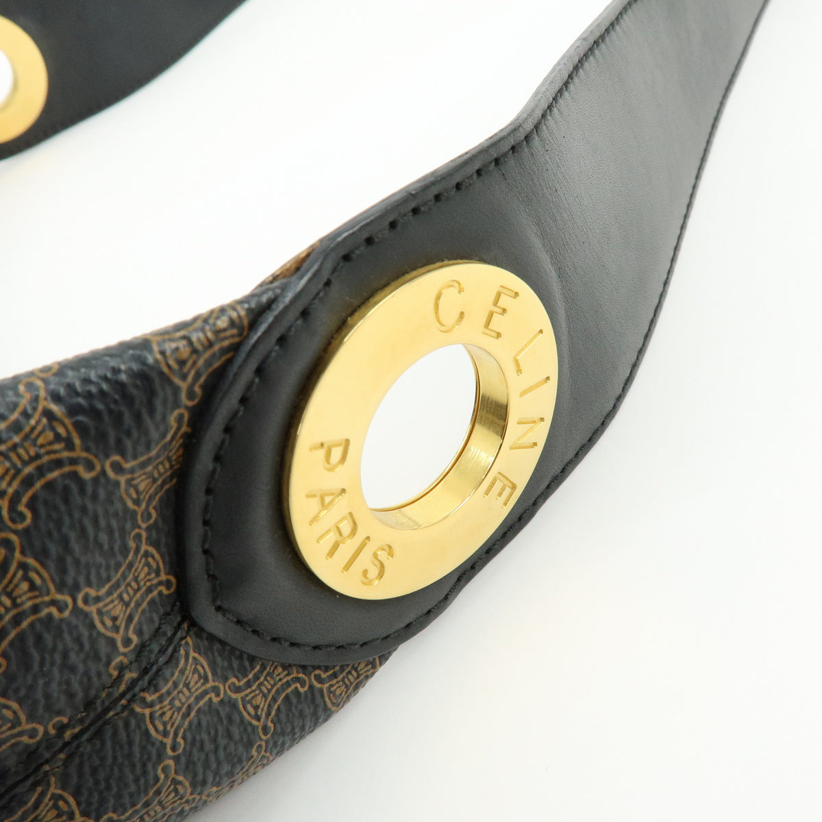 CELINE Macadam PVC Leather Shoulder Bag Crossbody Bag Black Brown