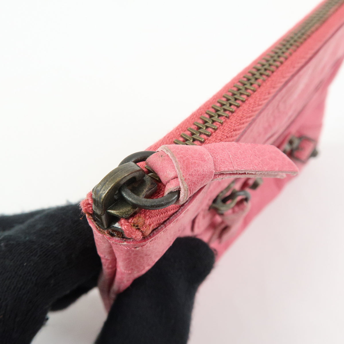 BALENCIAGA Classic Leather Mini Pouch Coin Purse Pink 130783