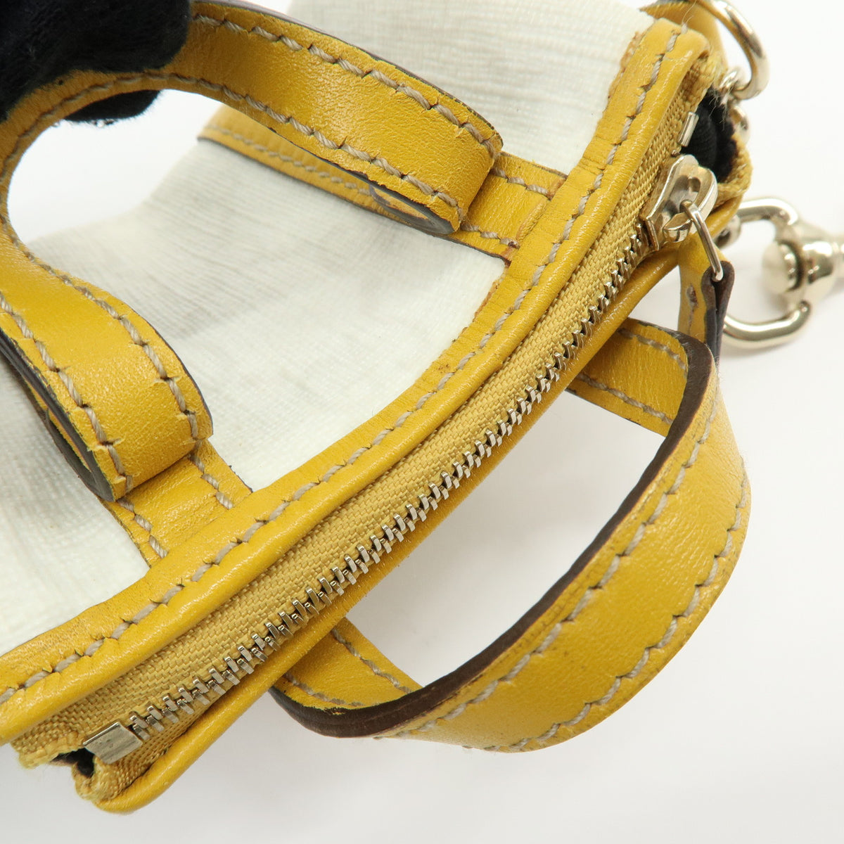 GUCCI GG Supreme Leather Mini Boston Bag Charm White Yellow 198338