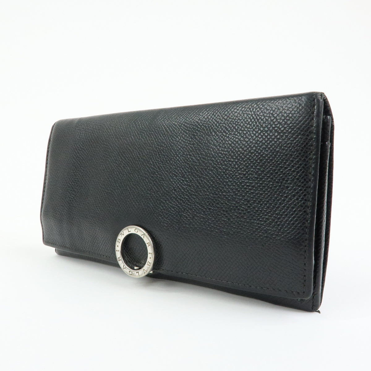 BVLGARI BVLGARI Logo Clip Leather Bi-fold Long Wallet Black