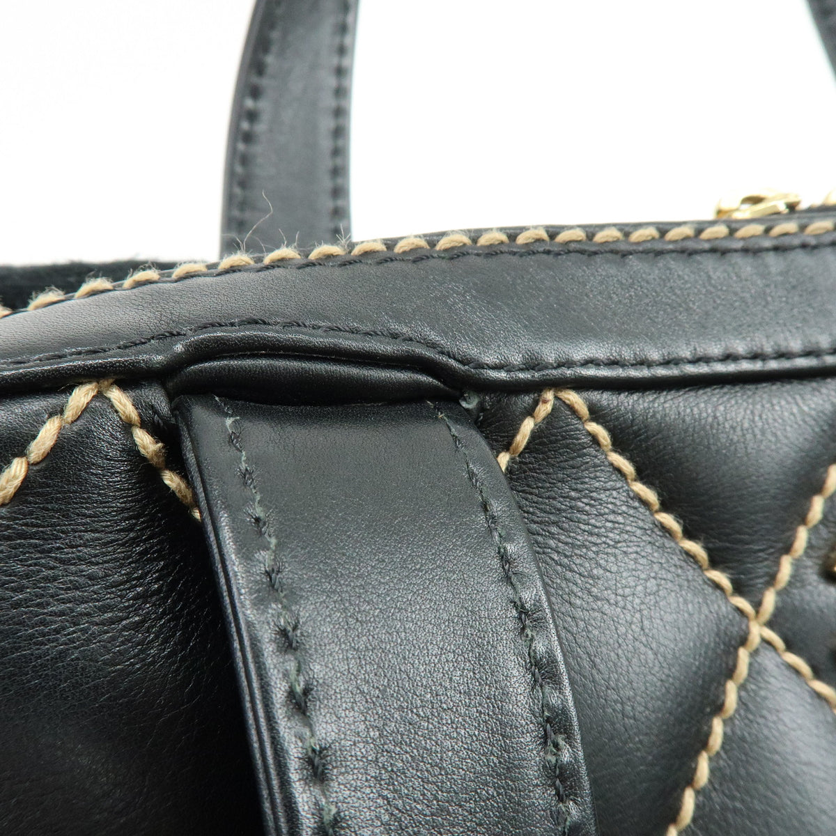 CHANEL Wild Stitch COCO Mark Calf Skin Hand Bag Black A14693