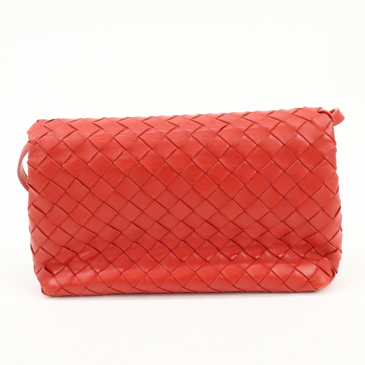 BOTTEGA VENETA Intrecciato Leather Shoulder Bag Crossbody Bag Red