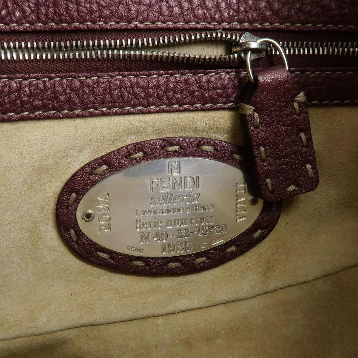 FENDI Selleria Leather Shoulder Bag Hand Bag Purple 8BR407