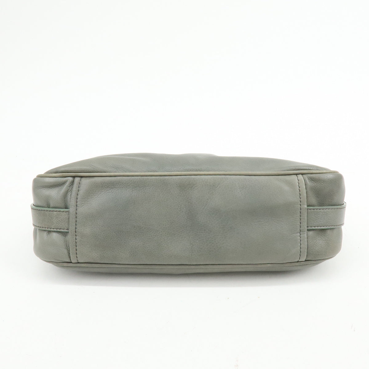 PRADA Buffalo Snap Leather Hand Bag Shoulder Bag Gray BR2666