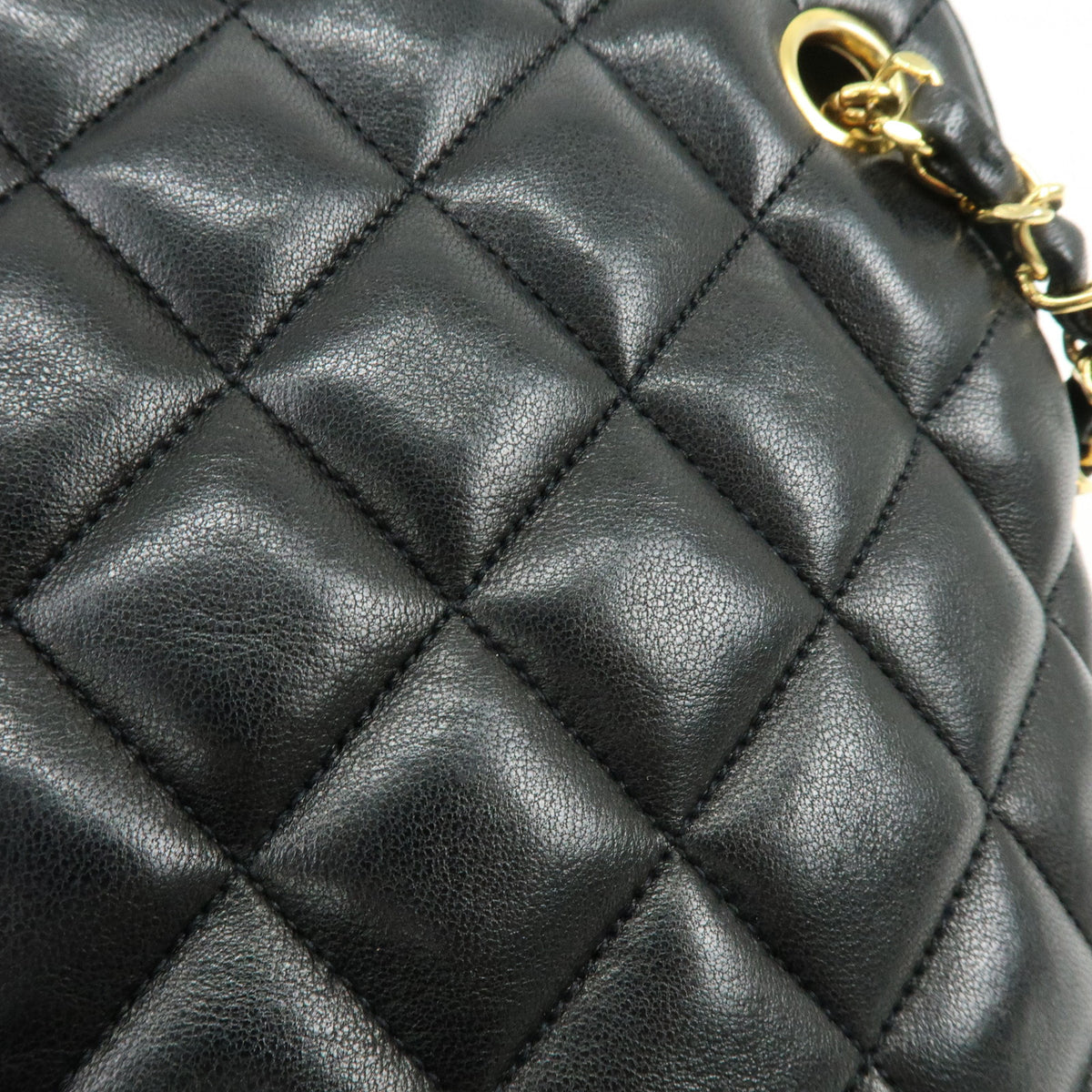 CHANEL Matelasse Lamb Skin Chain Shoulder Bag Hand Bag Black