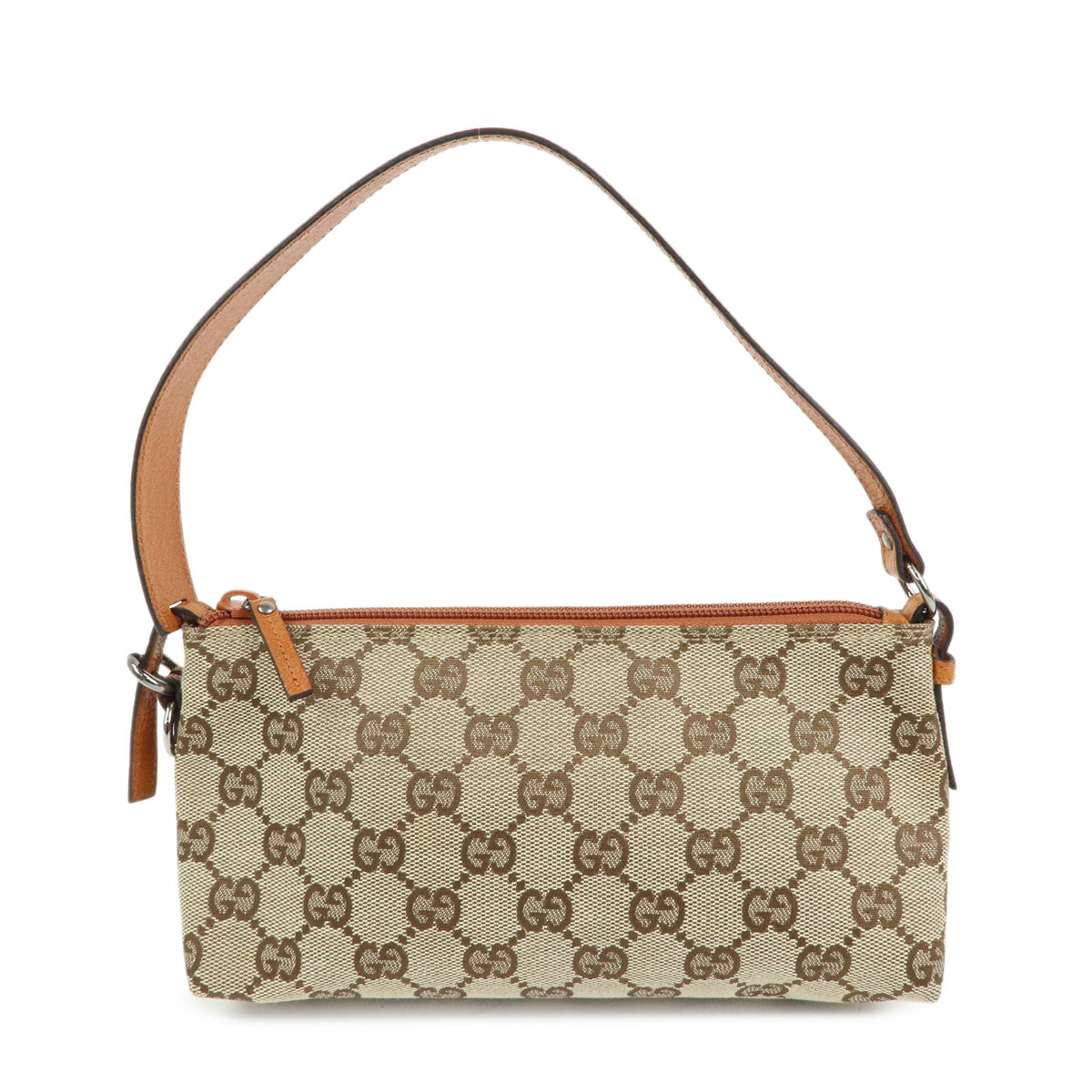 GUCCI GG Canvas Leather Accessory Pouch Hand Bag Brown 103399