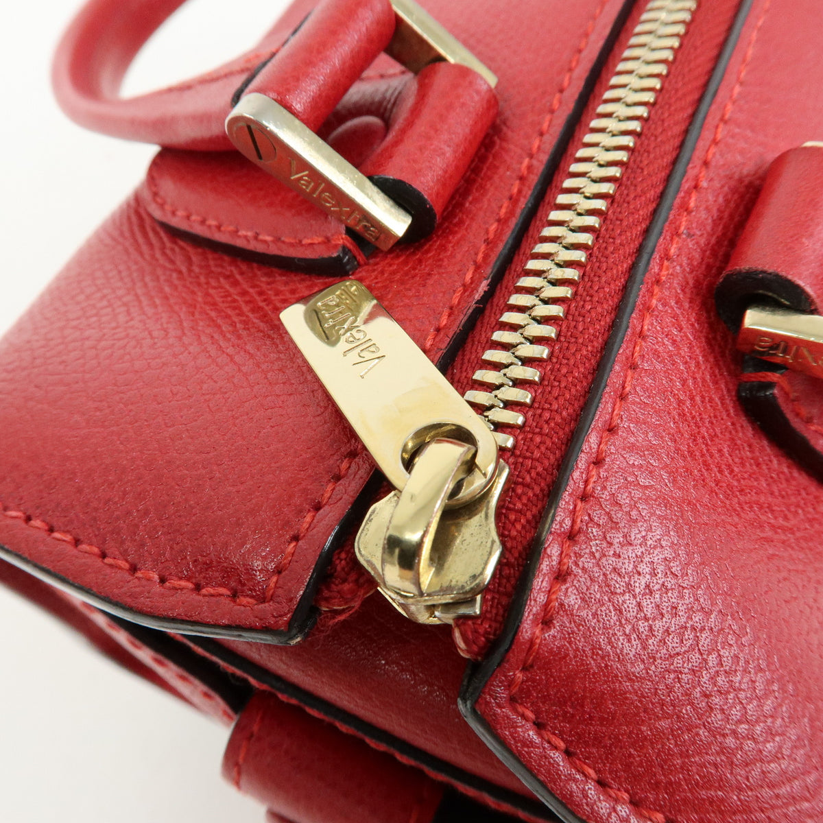 Valextra Babila Leahter Mini Boston Bag Hand Bag Red
