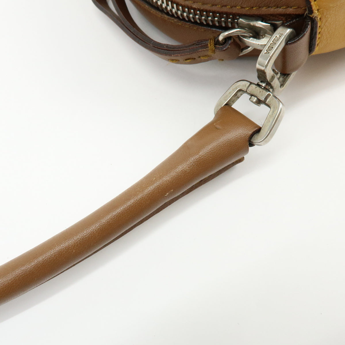 PRADA Logo Sport Leather Shoulder Bag Hand Bag Yellow Brown