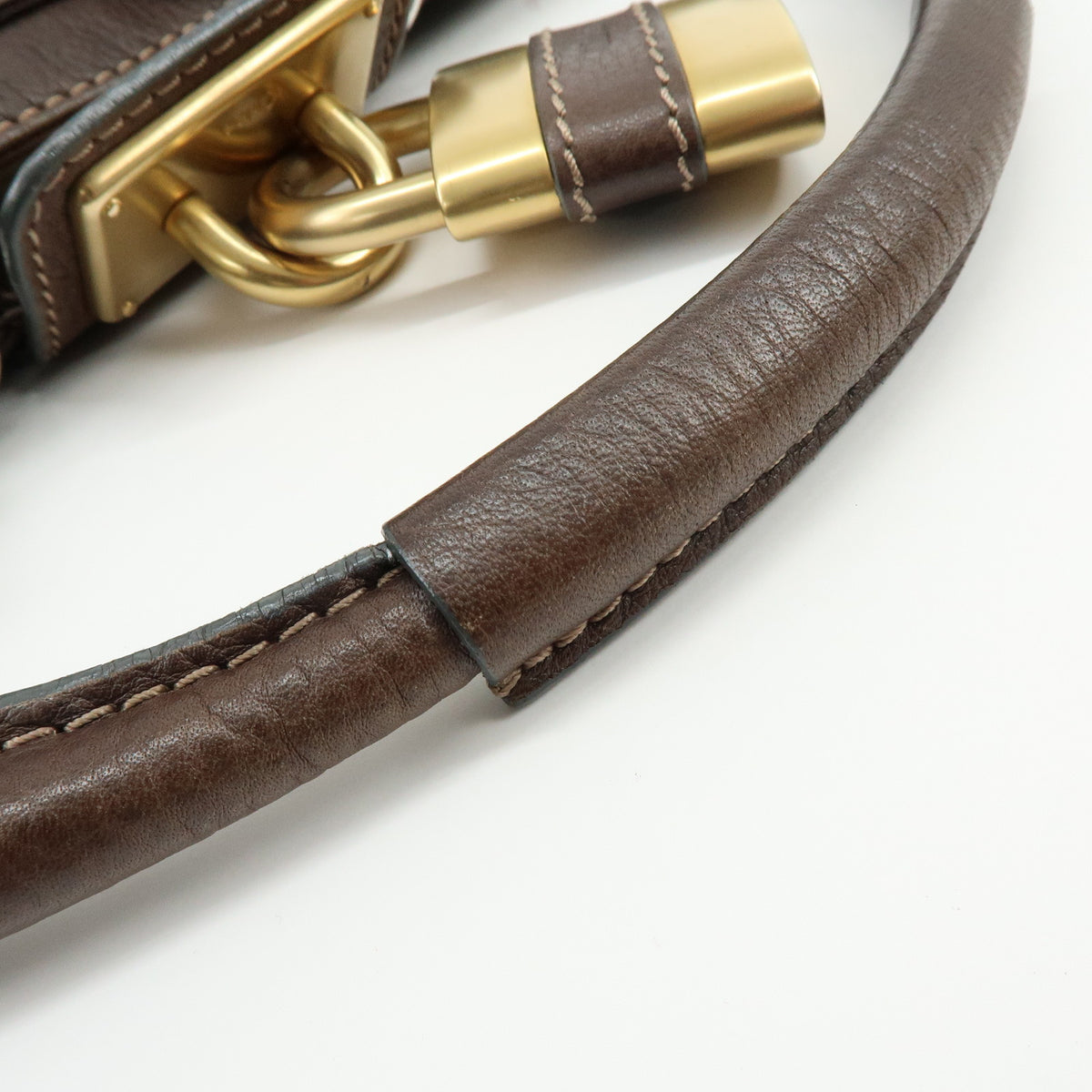 Chloe Paddington Leather Shoulder Bag Hand Bag Dark Brown