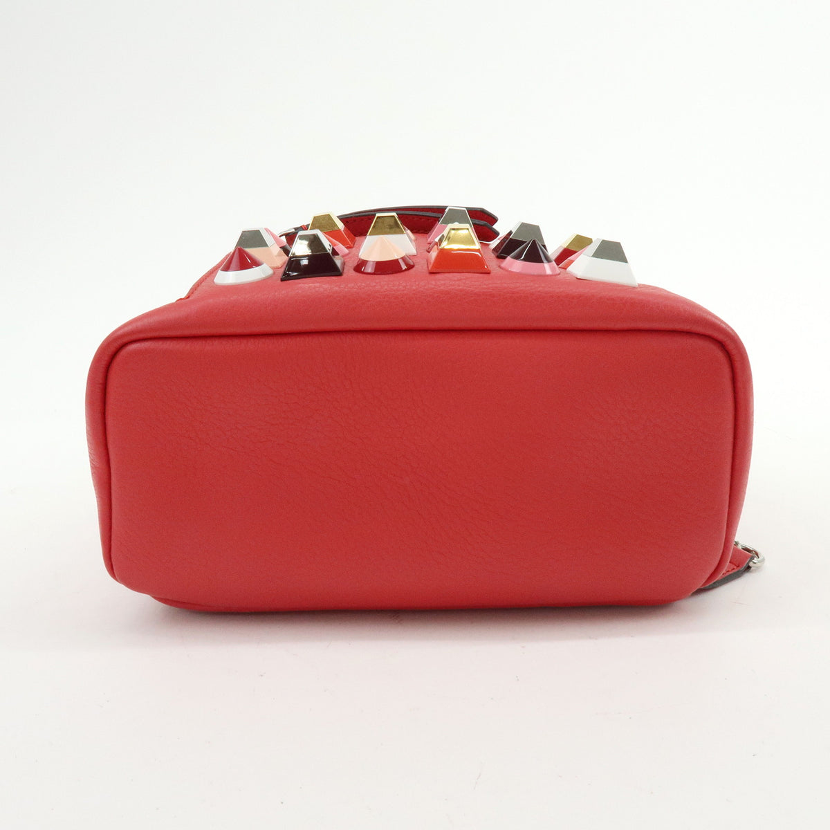 FENDI By the way Leather Mini Backpack Rucksack Studs Red 8BZ038