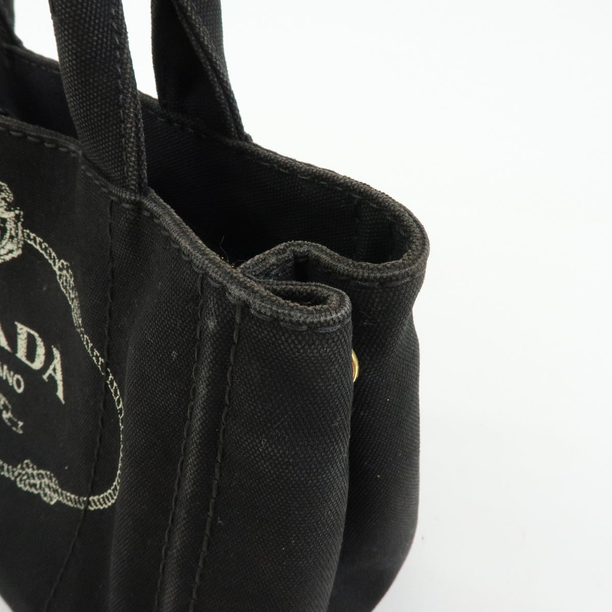 PRADA Triangle Logo Canapa Mini 2Way Bag Hand Shoulder Bag Black B2439G