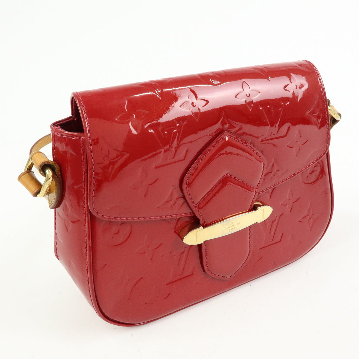 Louis Vuitton Monogram Vernis Bellflower PM Shoulder Bag Red M91705